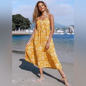 Cupshe Mustard Yellow Floral Dress